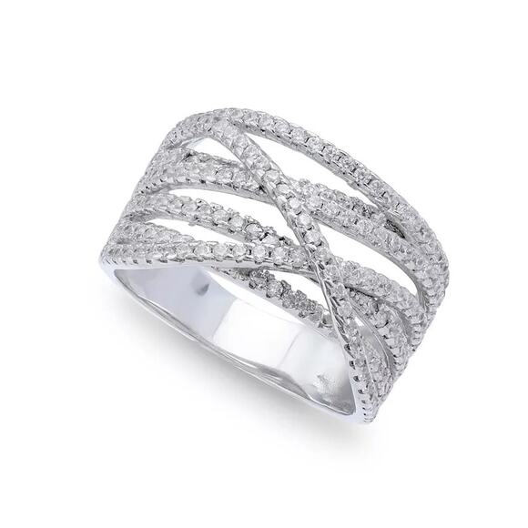 Giani Bernini Cubic Zirconia Pave Interlocki Sterling Silver 9 - Picture 1 of 2